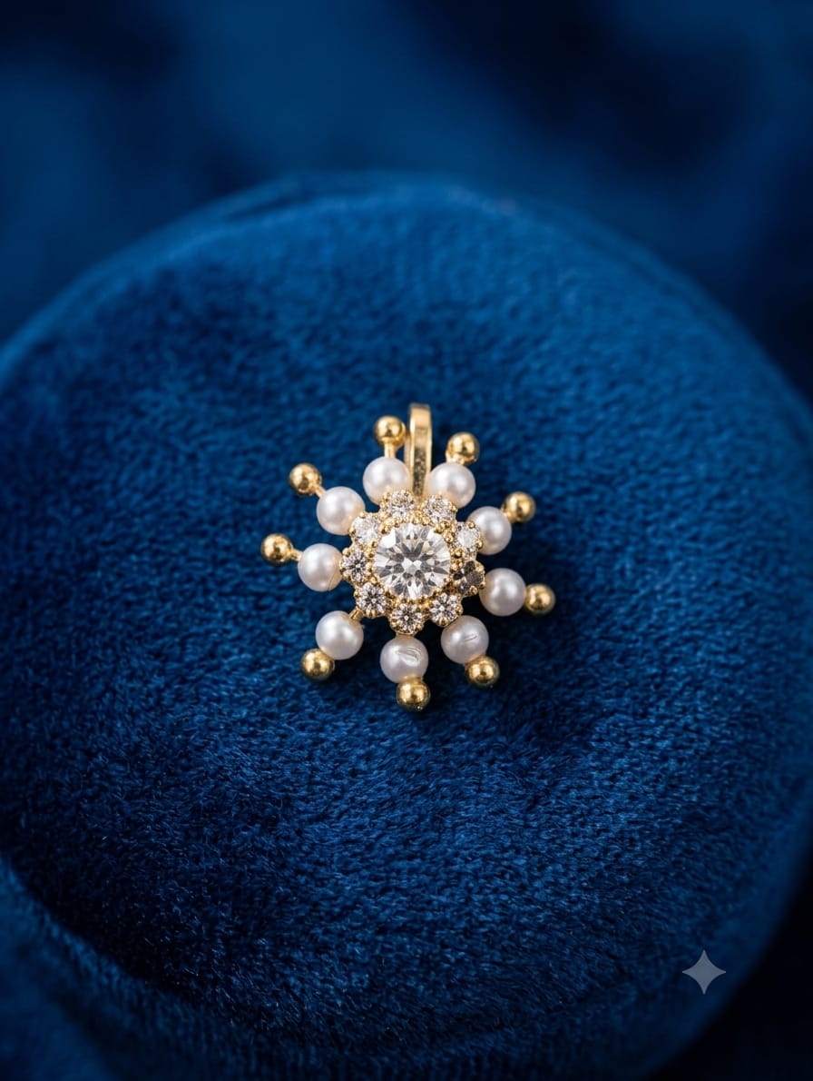 White Floral Nose stud