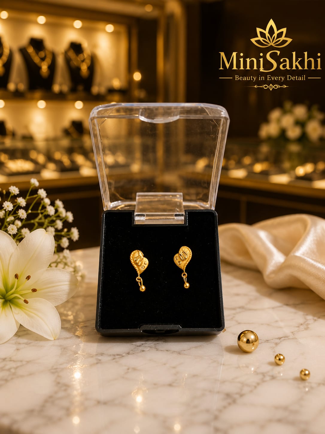 Gold-Plated Heart Stud Earrings