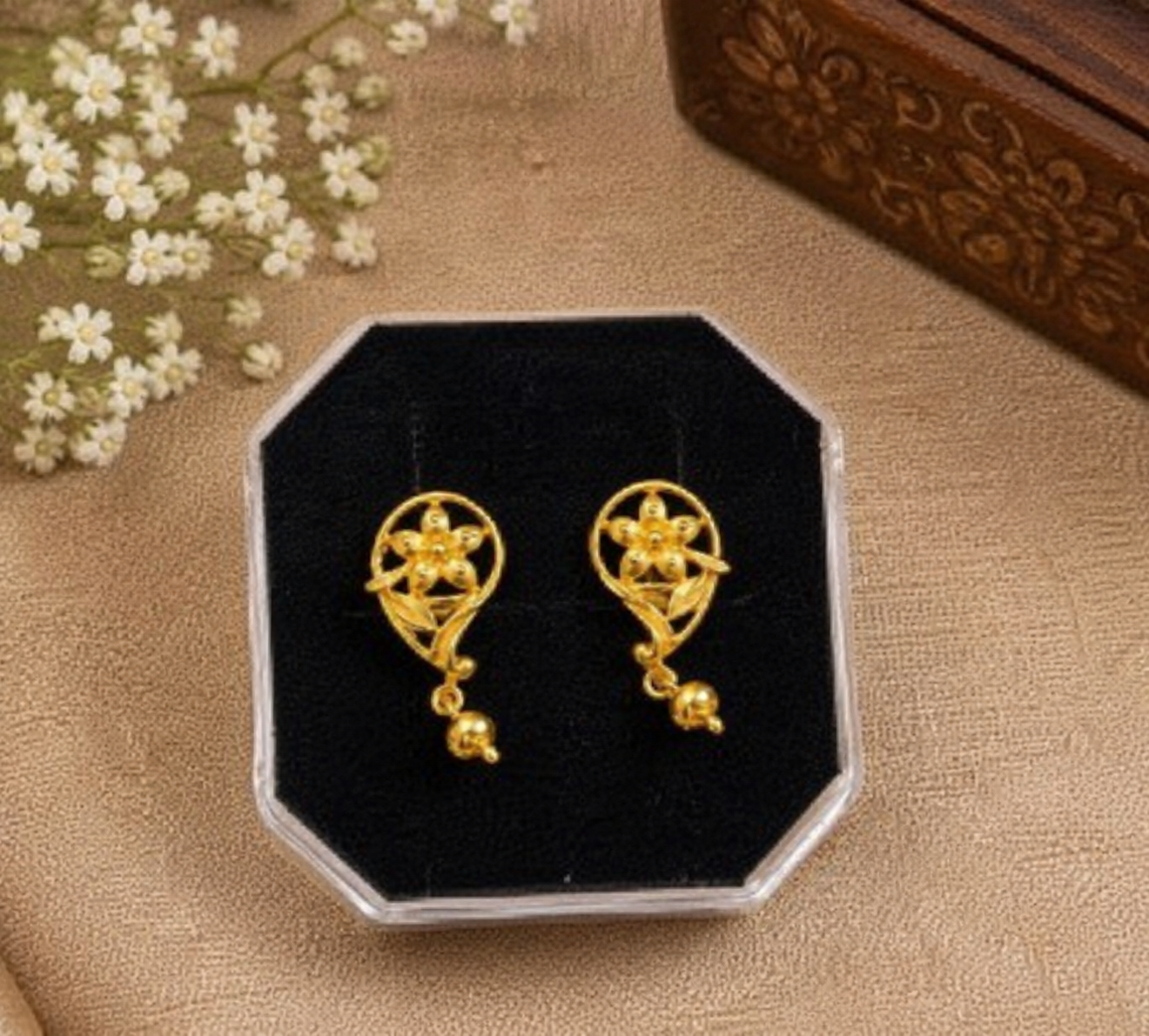 Gold-plated Floral drop Earrings