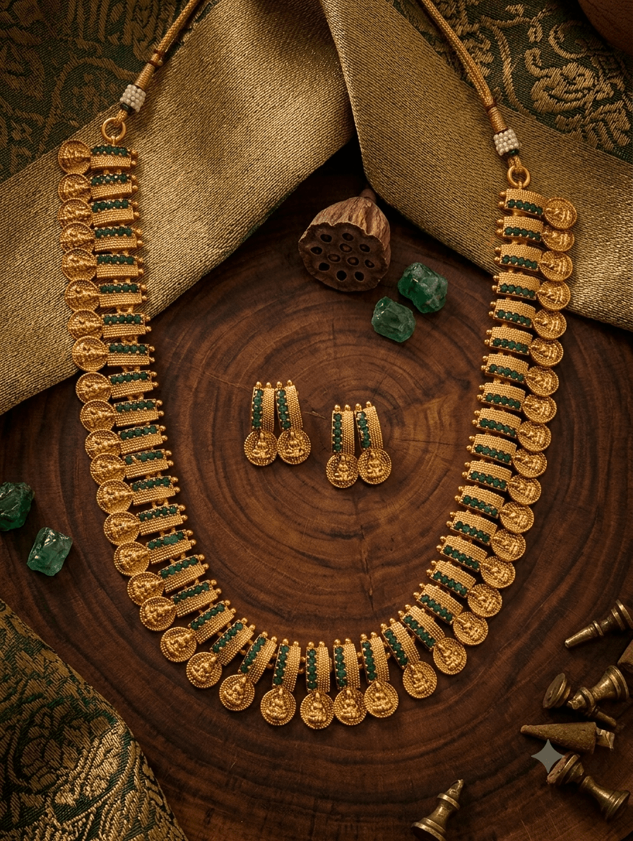 Antique gold-green temple jewelery set